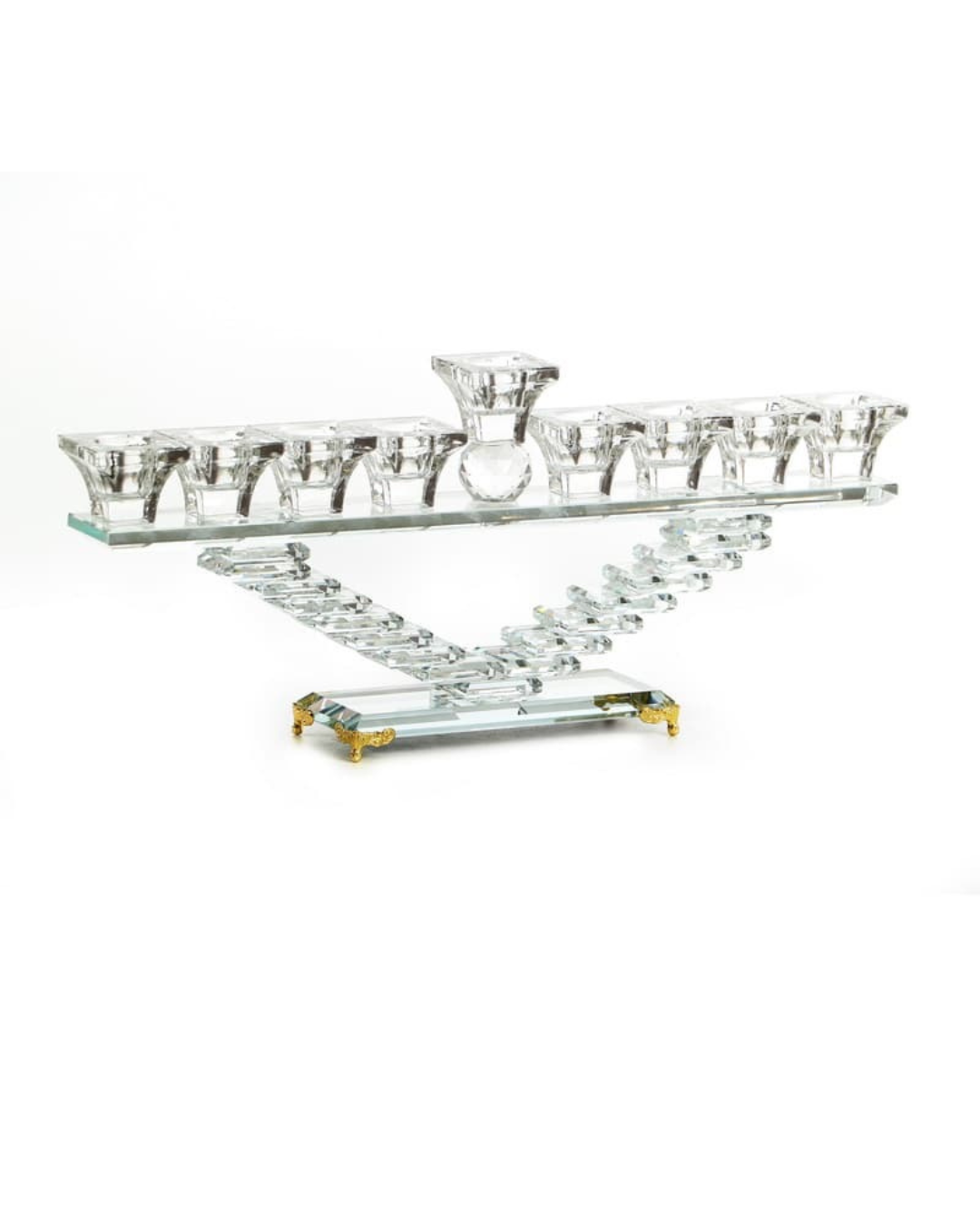 חנוכיית “קריסטל 4 רגליים” – קריסטל ומתכת בגוון זהב