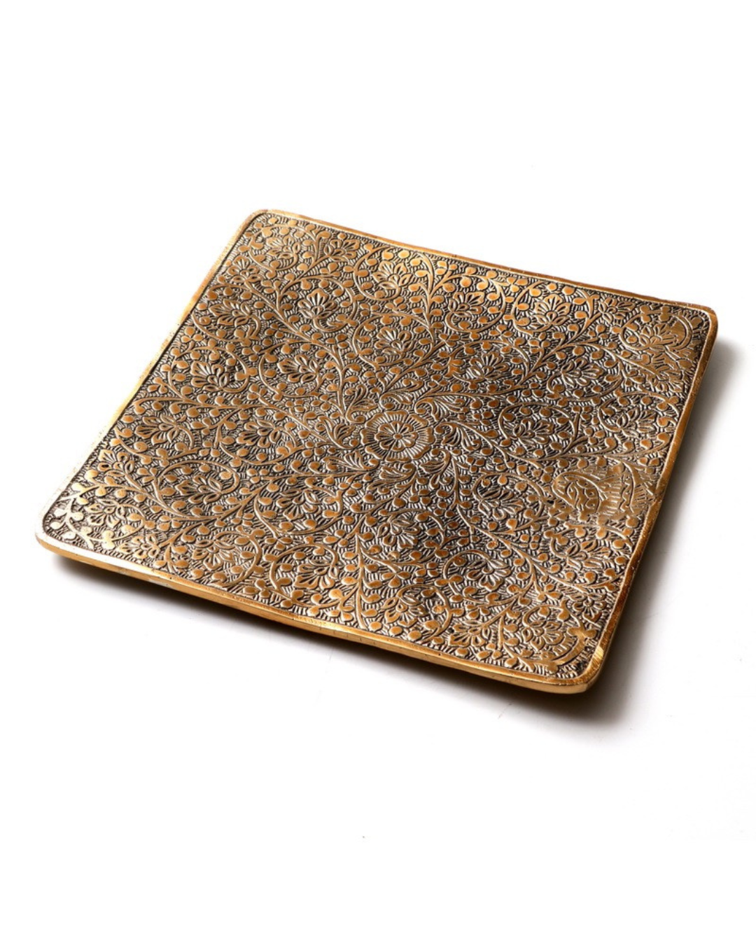 מגש דקורטיבי מרובעת עם תבליט פרחים מסדרת – Arabesque