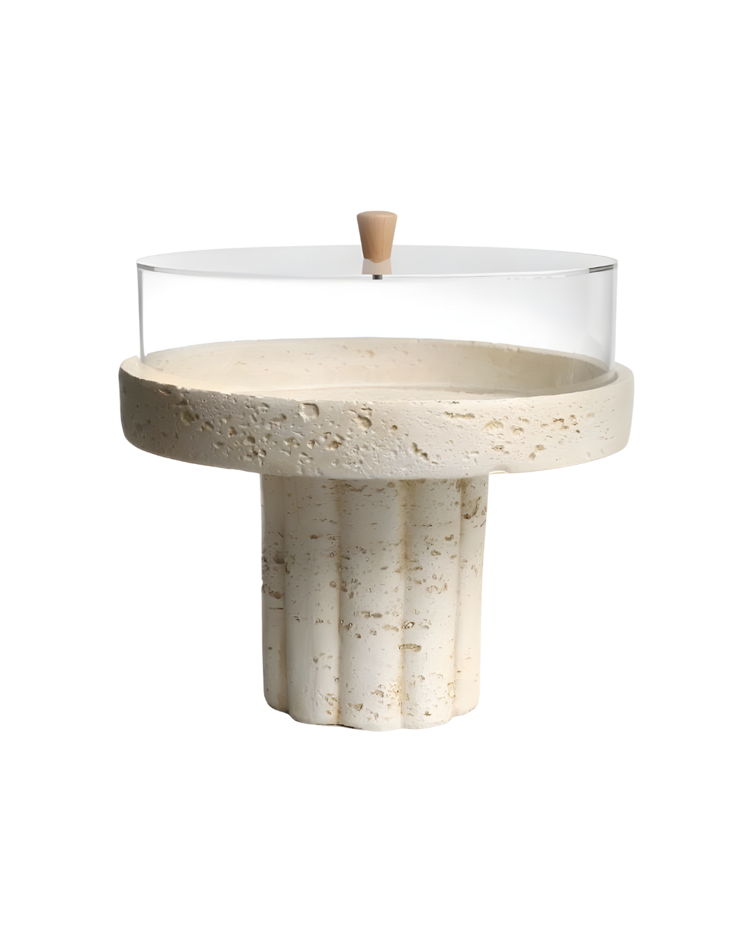 מגש על רגל דמוי טרוורטין עגול - Travertino Serve