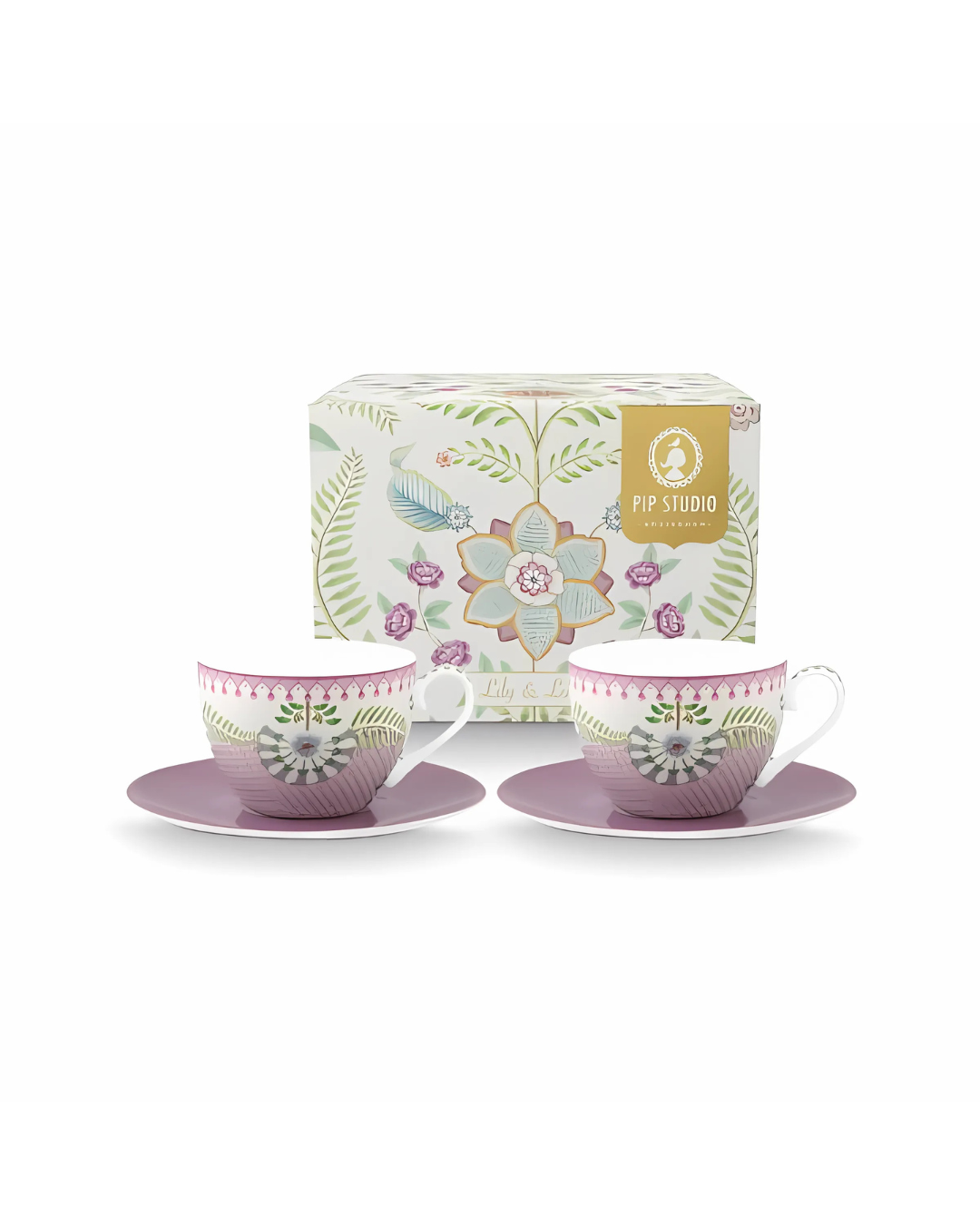 זוג ספלי תה עם תחתיות – Lilas Lotus
