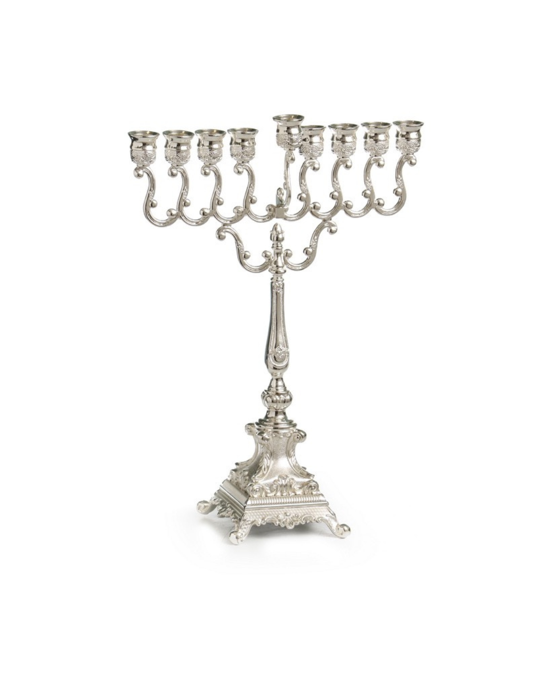 חנוכיית “לכה בארוק” – מתכת בציפוי כסף