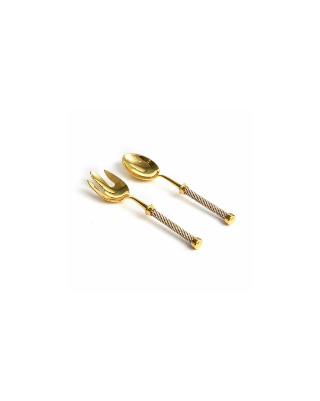 סט כף ומזלג מוזהב לסלט - Golden Nikkel