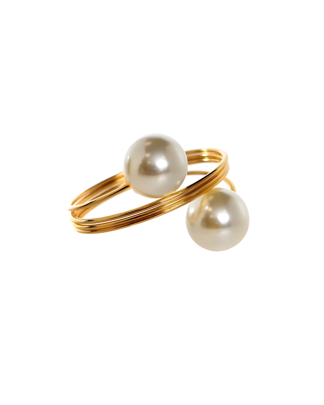 סט 6 חבקים למפיות – Twin Pearl Gold