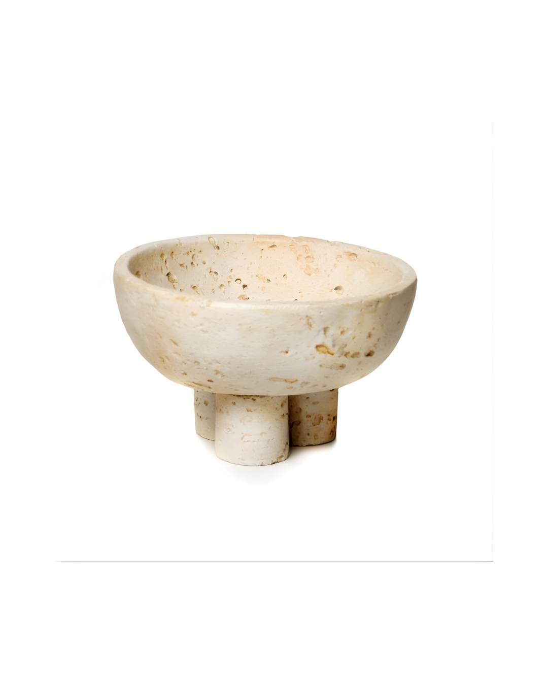 קערת דקורציה עגולה דמוי טרוורטין על בסיס - Basea